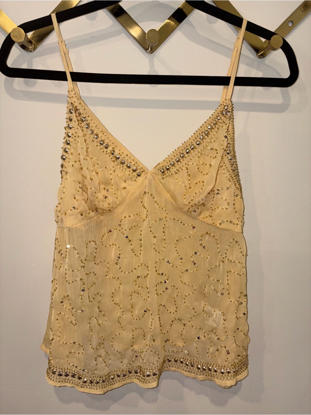 Live 4 Truth Champagne Beaded Lace Embellished Cami